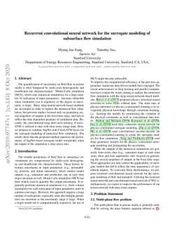Recurrent convolutional neural network for the surrogate modeling of
  subsurface flow simulation