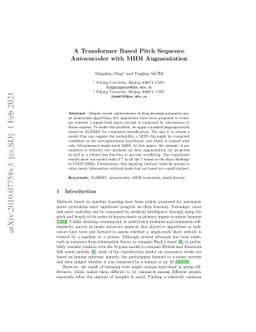 A Transformer Based Pitch Sequence Autoencoder with MIDI Augmentation