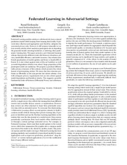 Federated Learning in Adversarial Settings