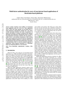 Multi-factor authentication for users of non-internet based applications
  of blockchain-based platforms