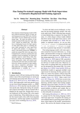 Fine-Tuning Pre-trained Language Model with Weak Supervision: A
  Contrastive-Regularized Self-Training Approach