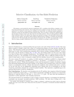 Selective Classification via One-Sided Prediction
