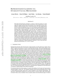 Representation Learning via Invariant Causal Mechanisms