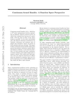 Continuum-Armed Bandits: A Function Space Perspective