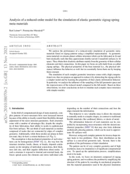 Analysis of a Reduced-Order Model for the Simulation of Elastic
  Geometric Zigzag-Spring Meta-Materials