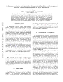 Performance evaluation and application of computation based low-cost
  homogeneous machine learning model algorithm for image classification