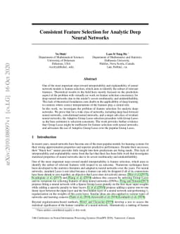 Consistent Feature Selection for Analytic Deep Neural Networks