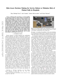 Risk-Aware Decision Making in Service Robots to Minimize Risk of Patient
  Falls in Hospitals
