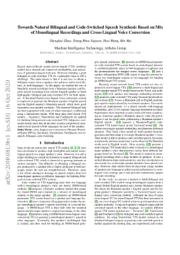 Towards Natural Bilingual and Code-Switched Speech Synthesis Based on
  Mix of Monolingual Recordings and Cross-Lingual Voice Conversion