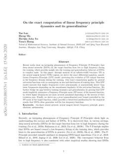 On the exact computation of linear frequency principle dynamics and its
  generalization
