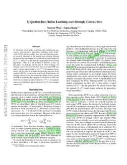 Projection-free Online Learning over Strongly Convex Sets