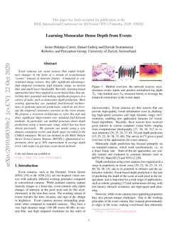 Learning Monocular Dense Depth from Events