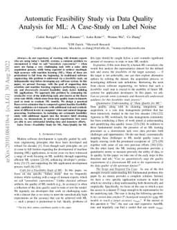 Automatic Feasibility Study via Data Quality Analysis for ML: A
  Case-Study on Label Noise