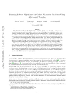 Learning Robust Algorithms for Online Allocation Problems Using
  Adversarial Training