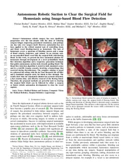 Autonomous Robotic Suction to Clear the Surgical Field for Hemostasis
  using Image-based Blood Flow Detection