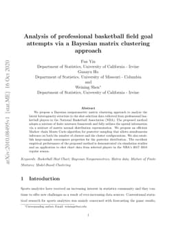 Analysis of professional basketball field goal attempts via a Bayesian
  matrix clustering approach