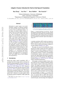 Adaptive Feature Selection for End-to-End Speech Translation