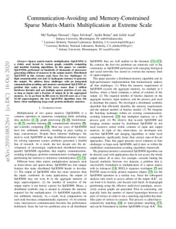 Communication-Avoiding and Memory-Constrained Sparse Matrix-Matrix
  Multiplication at Extreme Scale