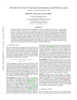 Generating Fact Checking Summaries for Web Claims