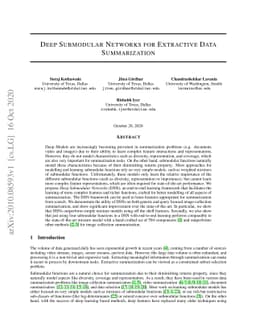 Deep Submodular Networks for Extractive Data Summarization