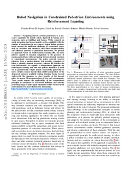 Robot Navigation in Constrained Pedestrian Environments using
  Reinforcement Learning