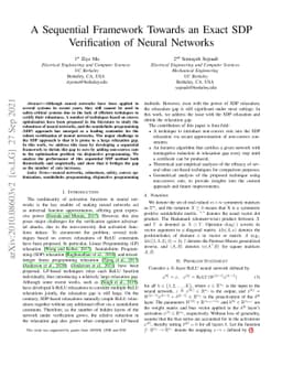 A Sequential Framework Towards an Exact SDP Verification of Neural
  Networks