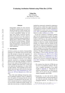 Evaluating Attribution Methods using White-Box LSTMs