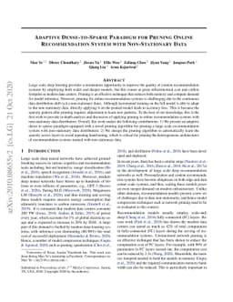 Adaptive Dense-to-Sparse Paradigm for Pruning Online Recommendation
  System with Non-Stationary Data
