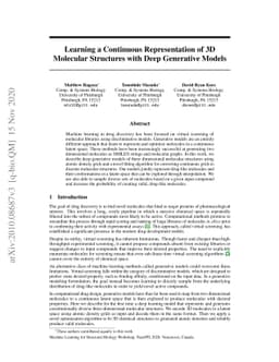 Learning a Continuous Representation of 3D Molecular Structures with
  Deep Generative Models