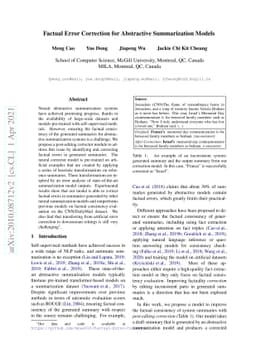 Factual Error Correction for Abstractive Summarization Models