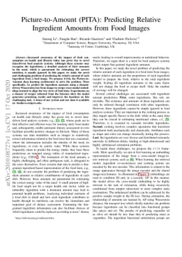 Picture-to-Amount (PITA): Predicting Relative Ingredient Amounts from
  Food Images