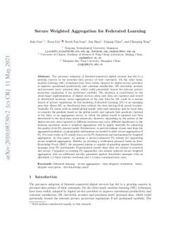 Secure Weighted Aggregation for Federated Learning