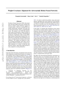 Weight-Covariance Alignment for Adversarially Robust Neural Networks