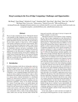 Deep Learning in the Era of Edge Computing: Challenges and Opportunities