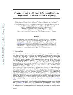 Average-reward model-free reinforcement learning: a systematic review
  and literature mapping