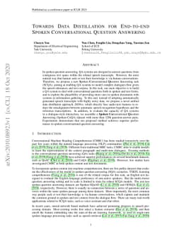 Towards Data Distillation for End-to-end Spoken Conversational Question
  Answering