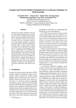 Unsupervised Neural Machine Translation for Low-Resource Domains via
  Meta-Learning