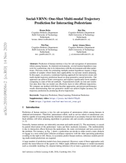 Social-VRNN: One-Shot Multi-modal Trajectory Prediction for Interacting
  Pedestrians