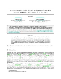 Energy-based error bound of physics-informed neural network solutions in
  elasticity