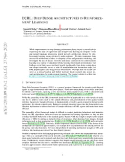 D2RL: Deep Dense Architectures in Reinforcement Learning