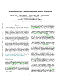 Continual Unsupervised Domain Adaptation for Semantic Segmentation