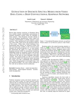 Extraction of Discrete Spectra Modes from Video Data Using a Deep
  Convolutional Koopman Network