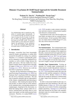 Dimsum @LaySumm 20: BART-based Approach for Scientific Document
  Summarization
