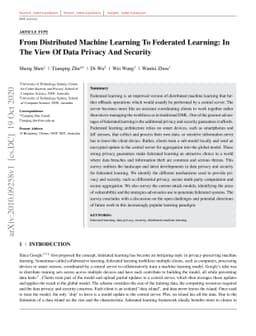 From Distributed Machine Learning To Federated Learning: In The View Of
  Data Privacy And Security