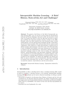 Interpretable Machine Learning -- A Brief History, State-of-the-Art and
  Challenges