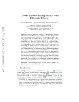 Locality Sensitive Hashing with Extended Differential Privacy