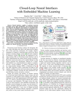 Closed-Loop Neural Interfaces with Embedded Machine Learning