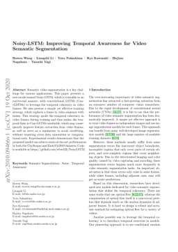 Noisy-LSTM: Improving Temporal Awareness for Video Semantic Segmentation