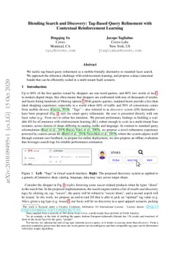 Blending Search and Discovery: Tag-Based Query Refinement with
  Contextual Reinforcement Learning