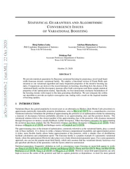 Statistical Guarantees and Algorithmic Convergence Issues of Variational
  Boosting